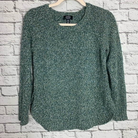Jones New York Women’s Boucle Knit Sweater Green Blue Size Small Casual Pullover - Picture 1 of 9